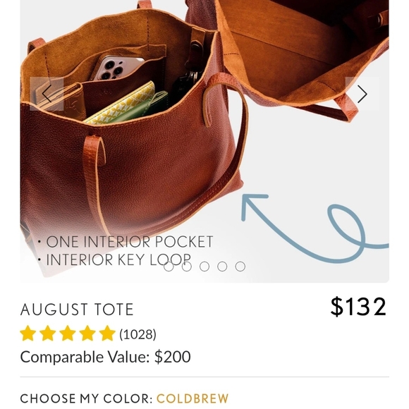 Portland Leather Medium August Coldbrew Pebble Premium Tote - Picture 7 of 8